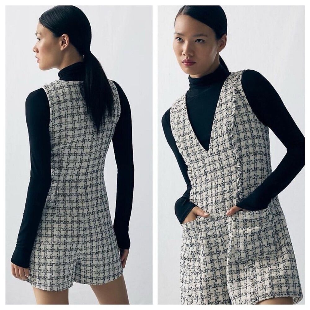 Mare‎ Mare x Anthropologie Sleeveless Tweed V-Neck Playsuit in Size Small preppy